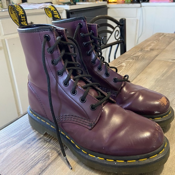 purple dr martens size 7